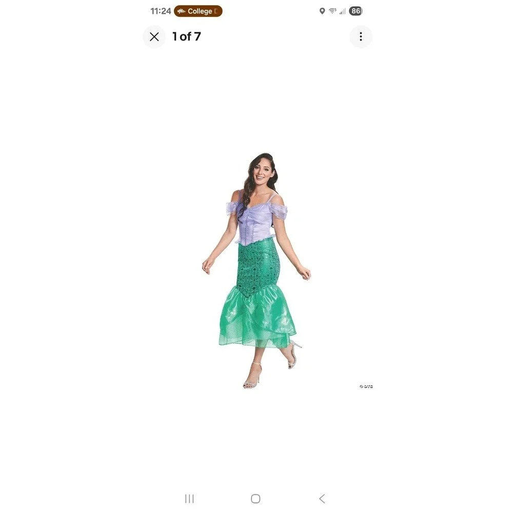 WOMEN'S ARIEL DELUXE COSTUME Sz 4-6  Adult Halloween Costume Party Dress Disney